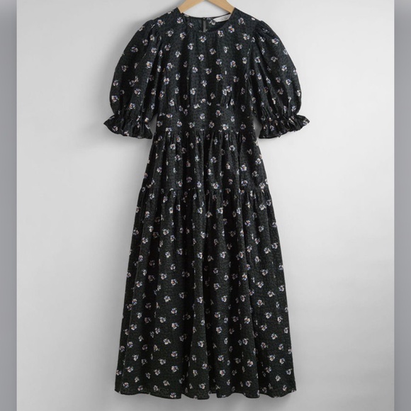 & other stories floral puff sleeve midi dress - Picture 2 of 8